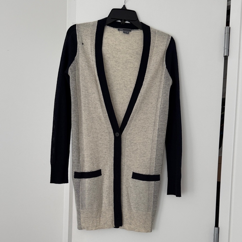 Womens Navy and Gray Cardigan Sweater